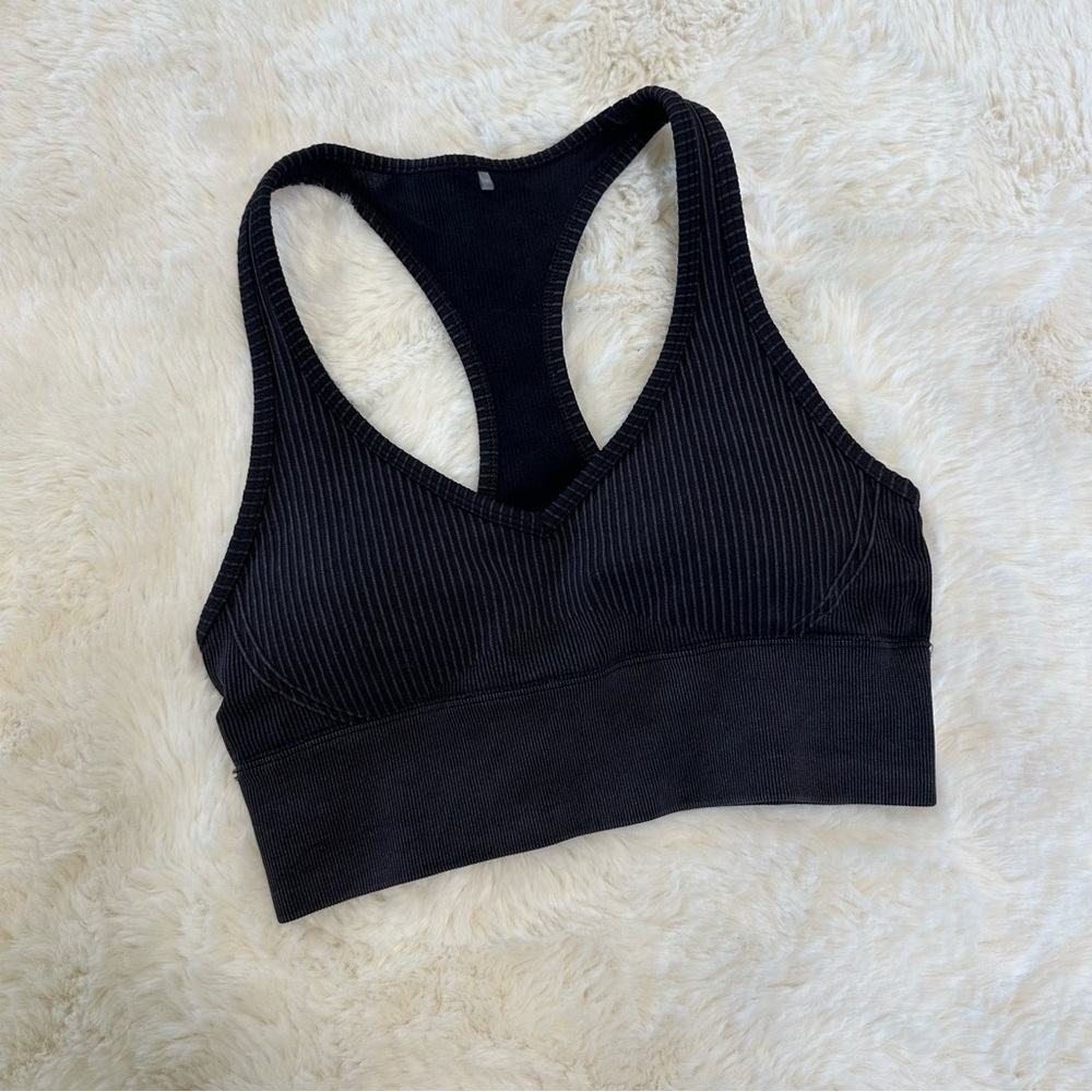 Lorna Jane Black Tempo Speed Seamless Racerback Sports Bra, S